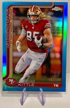 George Kittle Topps Chrome Aqua Refractor /199 San Francisco 49ers Football Card